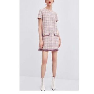 Zara Trafaluc Short Sleeve Tweed Dress